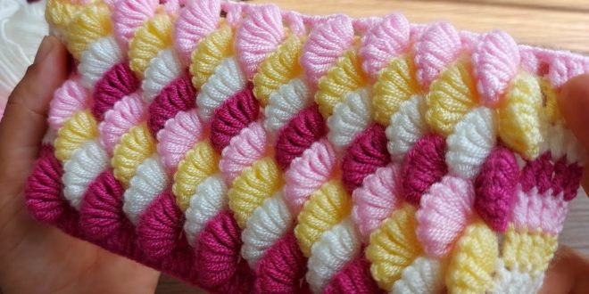 Super Easy Crochet Knitting 3d design 4 colours