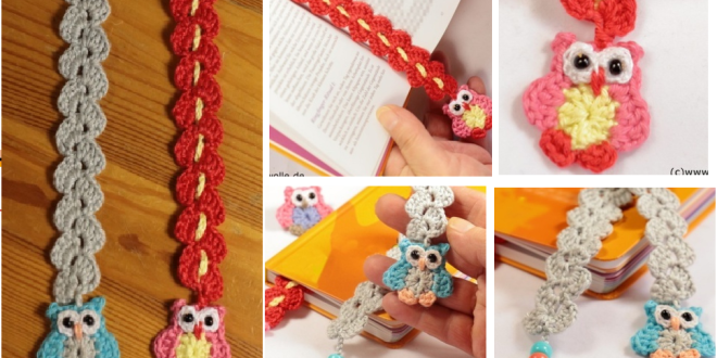 Crocheted owl bookmark with pattern