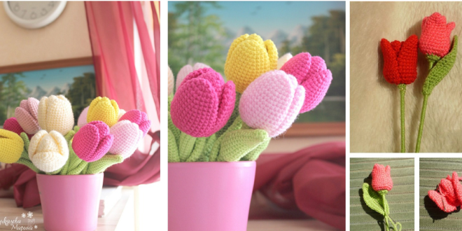 Beautiful tulip crochet patterns and video tutorial