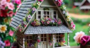 Charming Tiny House Retreat: Porch Blooming with Flowers