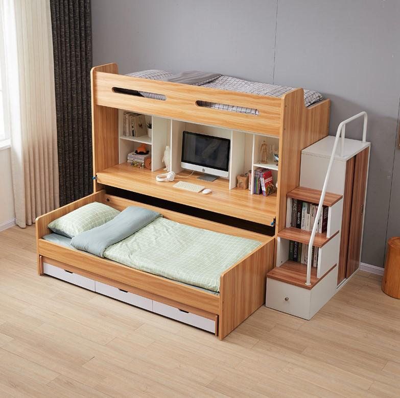 Bunk Bed With Trundle Desk Offers Space-Saving Solution for Kids' Bedrooms