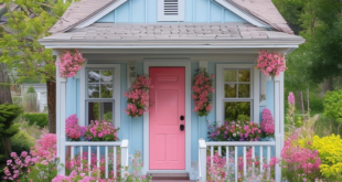 Charming Tiny House and Porch Bursting with Blooms