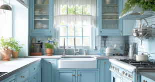 Reimagining the Past: Vintage White Blue Kitchen Design